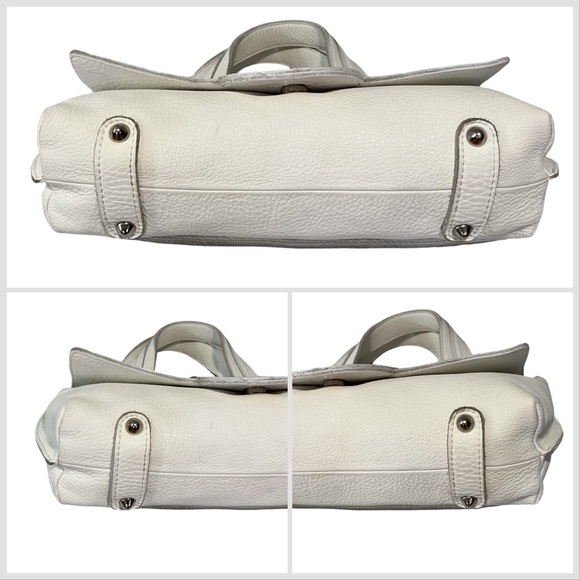 Chloé Saskia White Leather Flower Embossed Shoulder Bag - Picture 10 of 10